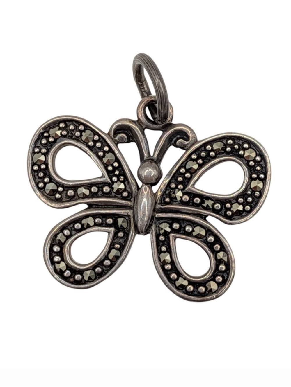Sterling Silver 925 Marcasite Butterfly Pendant Thailand 4.2g